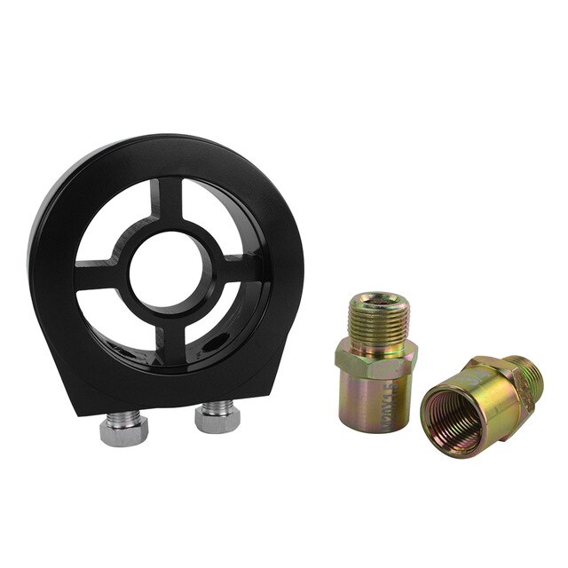 JDM- Oil Filter Cooler Sandwich Plate Adapter M20*1.5 and 3/4-16 Universal Oil Adapter Car Meter: black