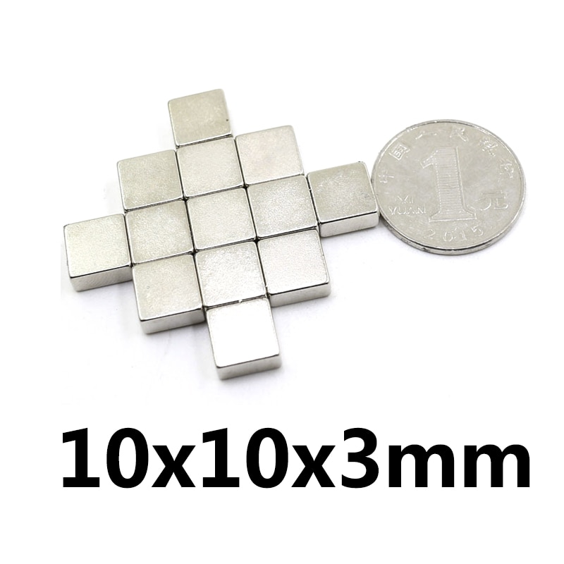 Imanes súper potentes de neodimio N35, bloque de imán fuerte de 10x10x3mm, 10x10x3mm, 10/20/50 Uds.