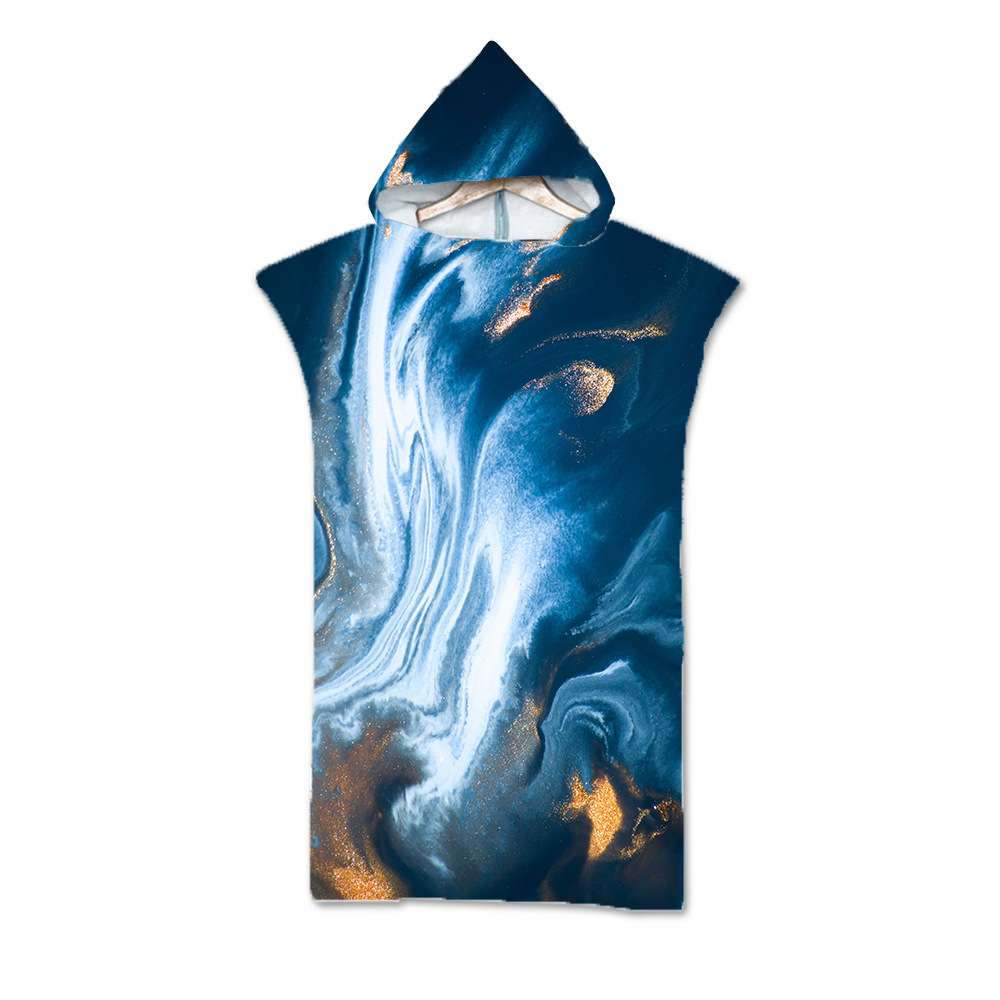 Fluss Gold aufbringen Mikrofaser Gedruckt Mit Kapuze Strand Schlecht Handtuch Für Erwachsene freundlicher Schnell Trocken Schwimmen Schwimmbad Poncho Mantel Bademantel