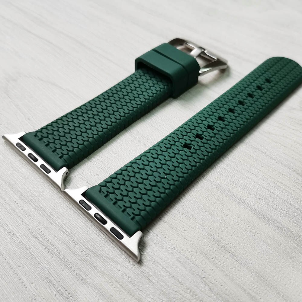 3d silikoneremme til apple watch rem 42mm 38mm 44mm 40mm rem gummi iwatch bånd til iwatch armbånd serie 6/5/4/3/2/1: Grøn s / 42 44 mm