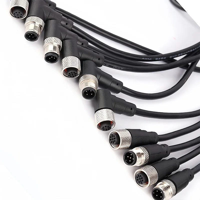 2 meter M12 sensor connector waterdichte kabel plug Mannelijke & Vrouwelijke 4 5 8 12Pin PVC Geïntegreerde spuitgieten M12 connectoren