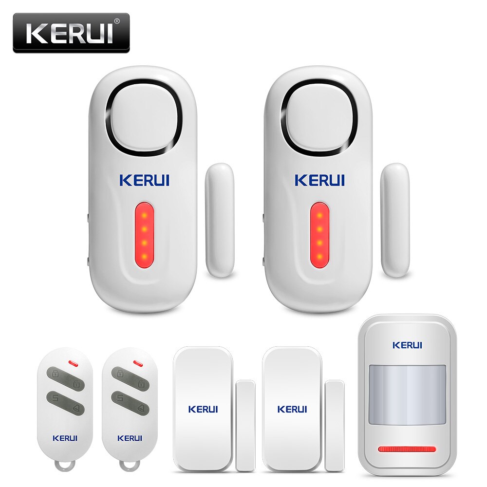 KERUI D2 Door Window Sensor Built-in Siren 120dB Loud Home Security Independent Door Sensor Alarm System With Remote Control: Kit 2