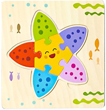 Dla dzieci 3D Puzzle drewniane Puzzle pokładzie rozpoznawania kolorów kształt pasujące Cartoon zwierząt Puzzle inteligentne zabawki dla dziecka w wieku 0-3 lat: Star