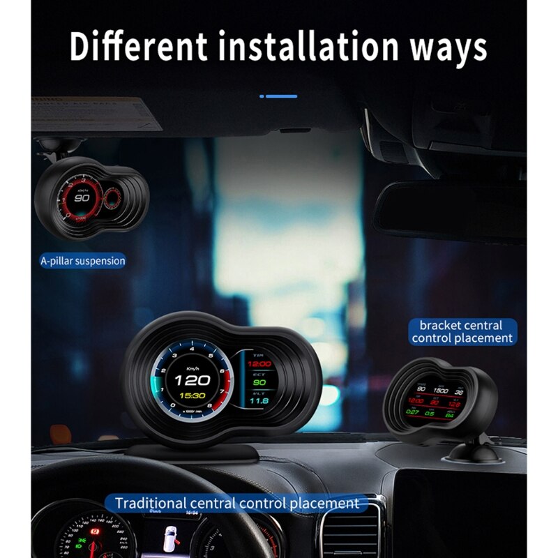 Head Up Display HUD-Reflective Windshield Multifunctional Speedometer Speeding Scanner Smart Digital Alarm Car Universal