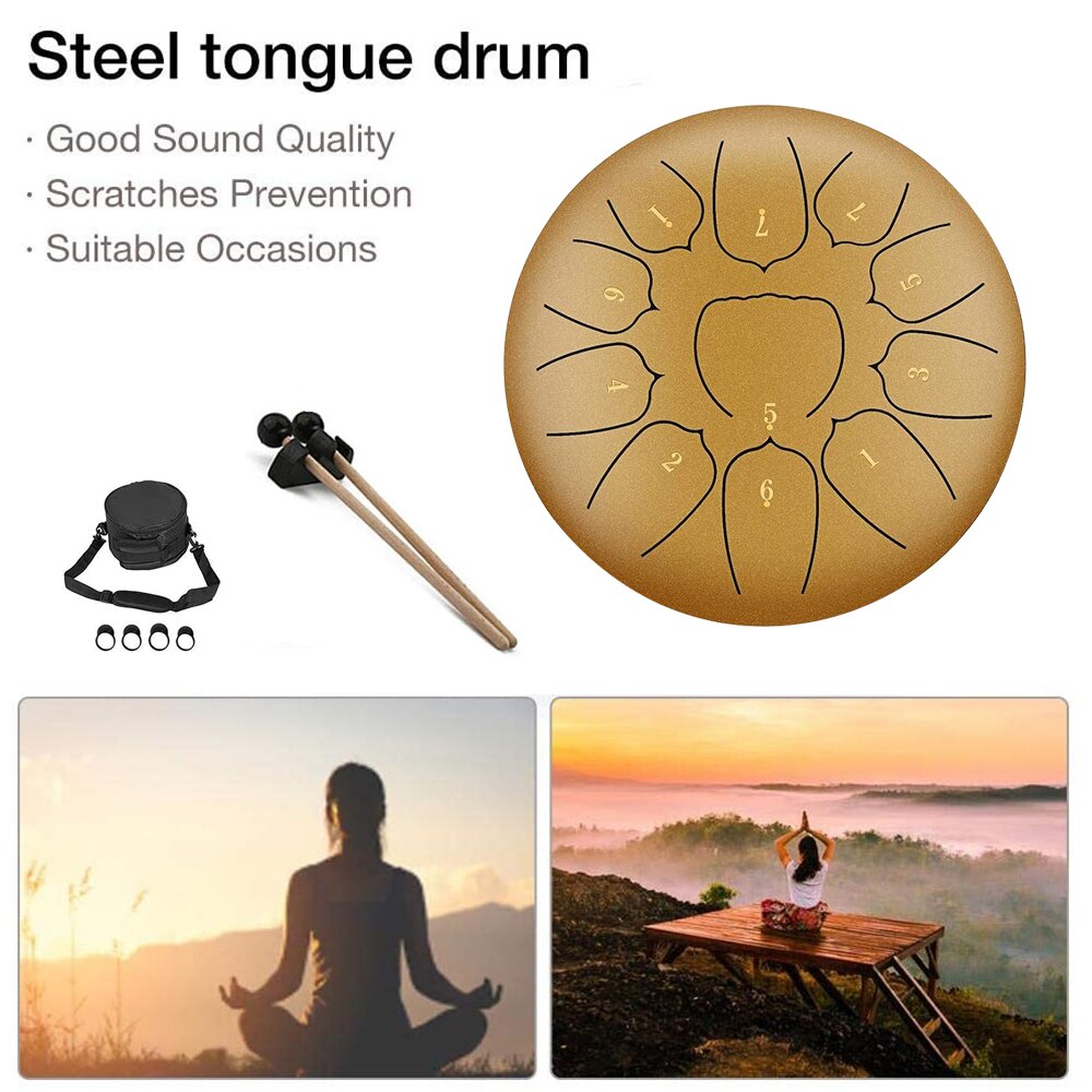 Ethereal Lotus Drum 6 Inch 8 Tune Tong Drum Hand Pan Drum Pad Tank Sticks Draagtas Percussie Instrumenten Accessoires