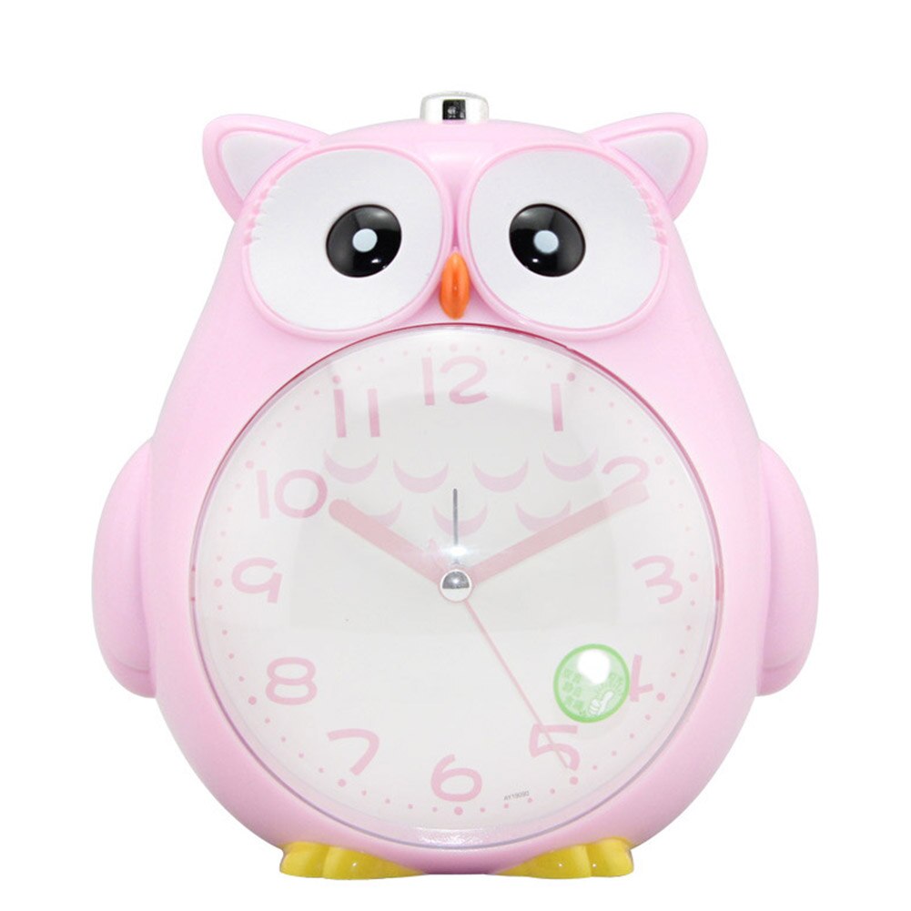 Alarm Clock Cute Owl Mute Scanning Luminous Clocks Night Light Double Tone Student Child Alarm Clock Birthday Kid: Pink