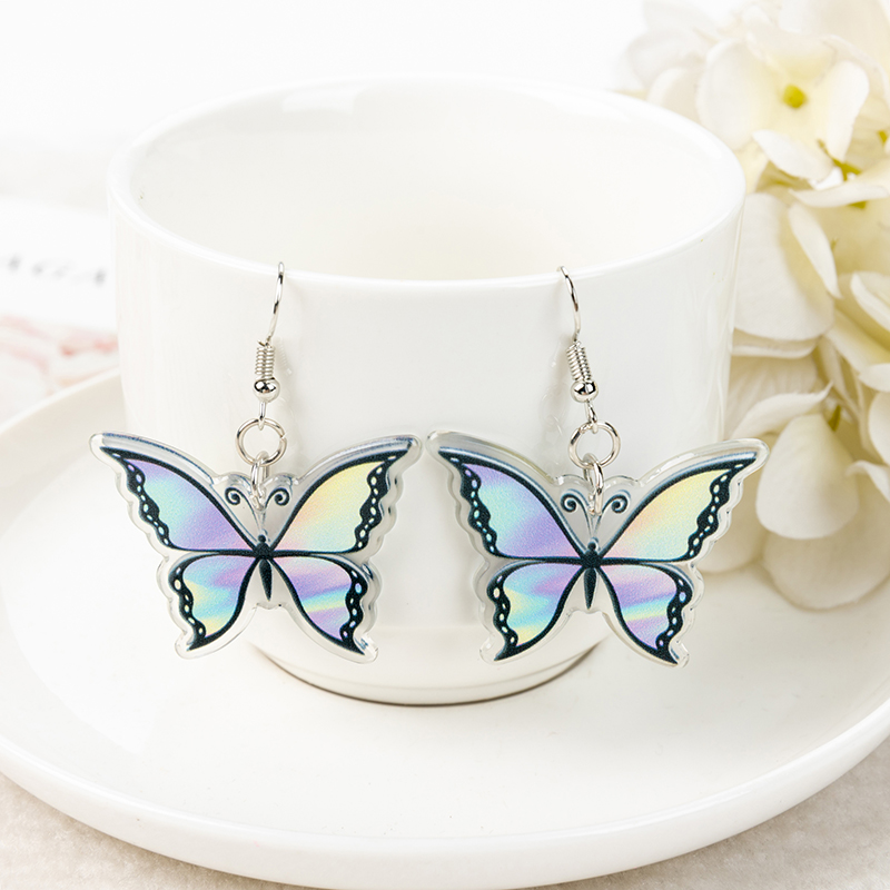 1 paire de boucles d'oreilles papillon mignon pour femme, dégradé acrylique, papillon coloré, goutte d'eau, d'anniversaire pour fille: Vin rouge