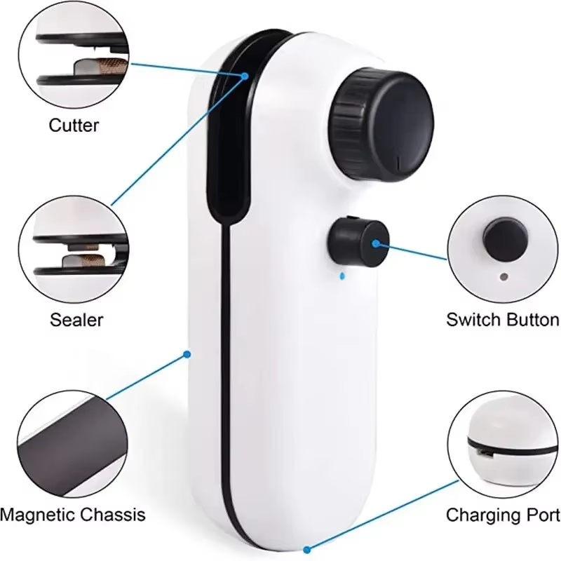 Xiaomi Oplaadbare USB 2-in-1 tas Mini Heat Sealer Opbergtas Plastic pakket Snack Sealer Clip Bag Handheld Heat Sealer Bag