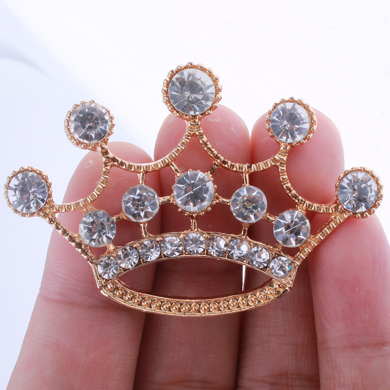 10 st 5.7cm krona strass knappar för heminredning legering metall kristall knapp för tyg bröllop