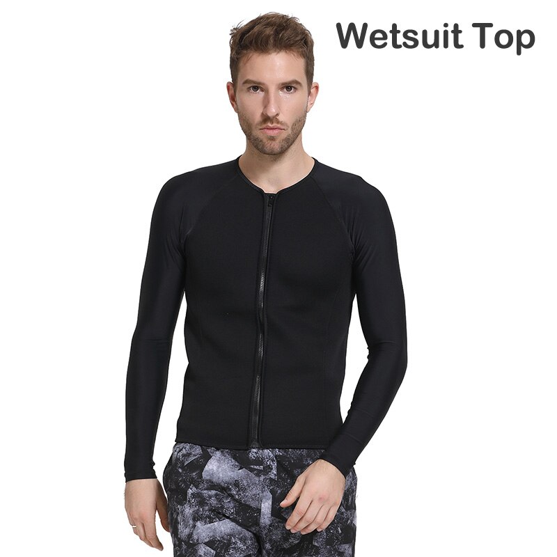 Mens 3mm Neoprene Wetsuit Jacket Long Sleeve Front Zipper Canoe Kayak Surfing Diving Suit Rash Guard Diving Suit Top Adult: 7039 / L