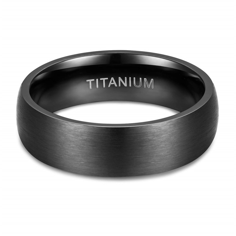 Eamti 6/8mm Black Men Rings Brushed Male Pure Titanium Ring Cool Couple Wedding Band Unisex Dark anillo hombre Allergy free