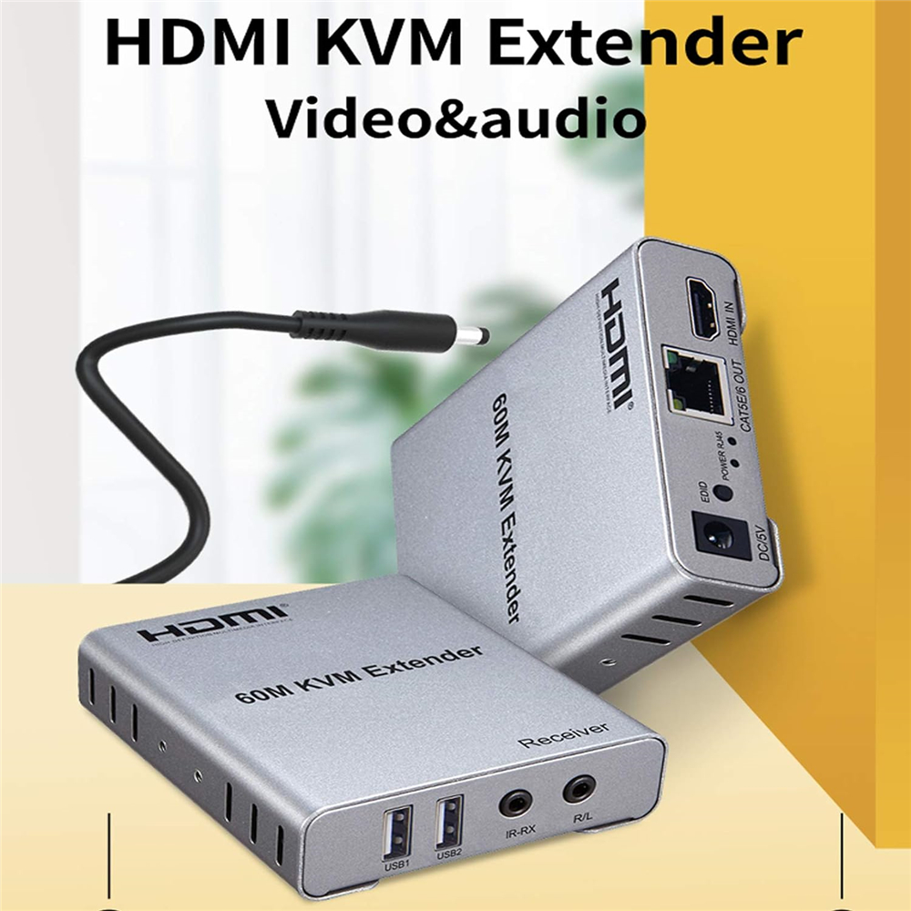 60M USB KVM HDMI Verlängerung 1080P über Katze5e Katze6 RJ45 Ethernet Kabel Audio- Video Absender Empfänger Signal erweiterung Konverter