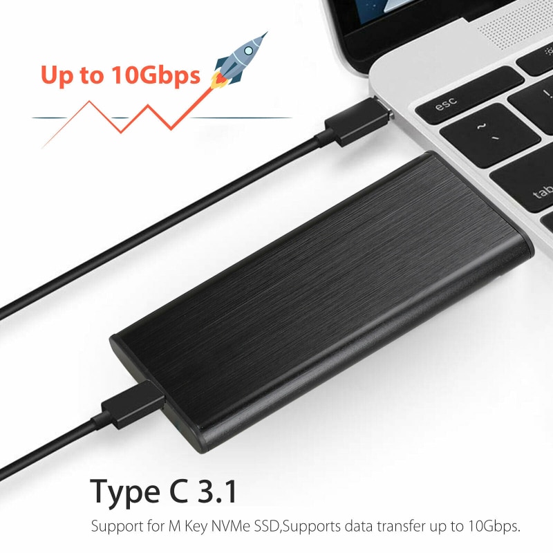 Boîtier M.2 vers USB Type C 3.1 pour SSD, adaptateur de clé, boîtier externe NVME PCIe