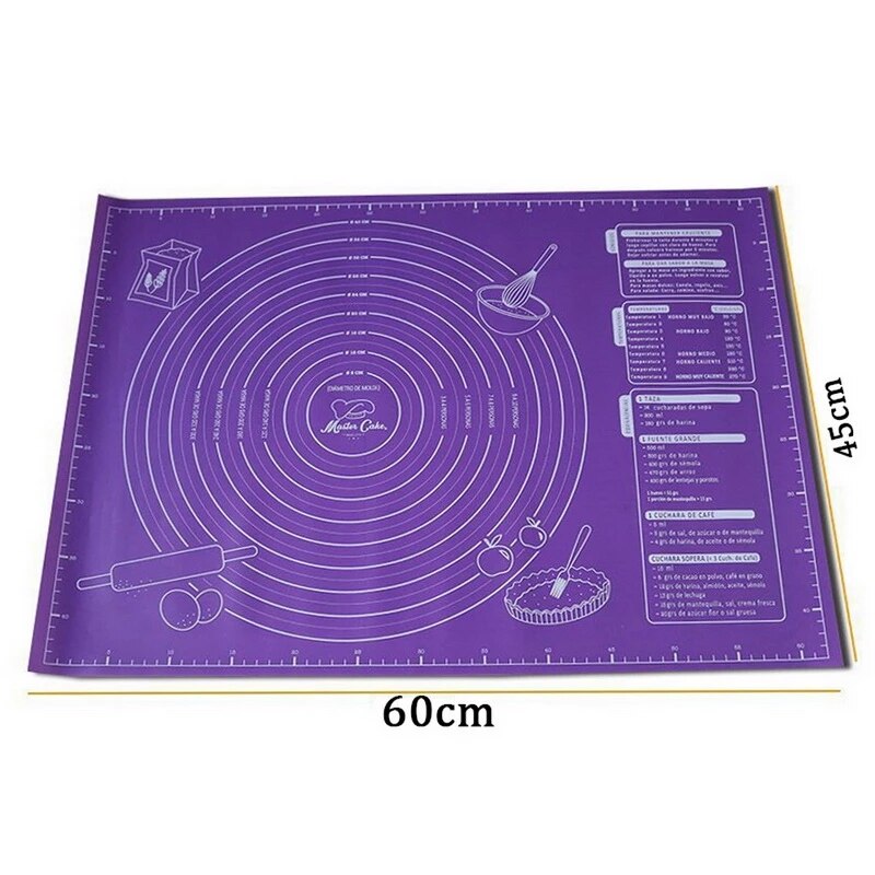 45x60cm Non-Stick Silicone Pad Baking Sheet Cupcake Dessert Soap Rolling Kneading Mat Baking Mat Scale Pastry Fondant Mat Tools: Purple
