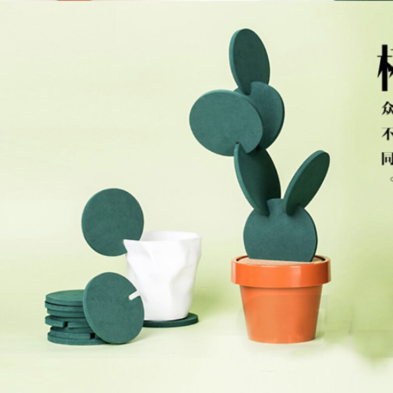 1Pc Cactus Potplanten Vorm Cup Mat Leuke Creatieve Coaster Mat Warmte Isolatie Pad Tafel Decoratie Keuken Accessoires