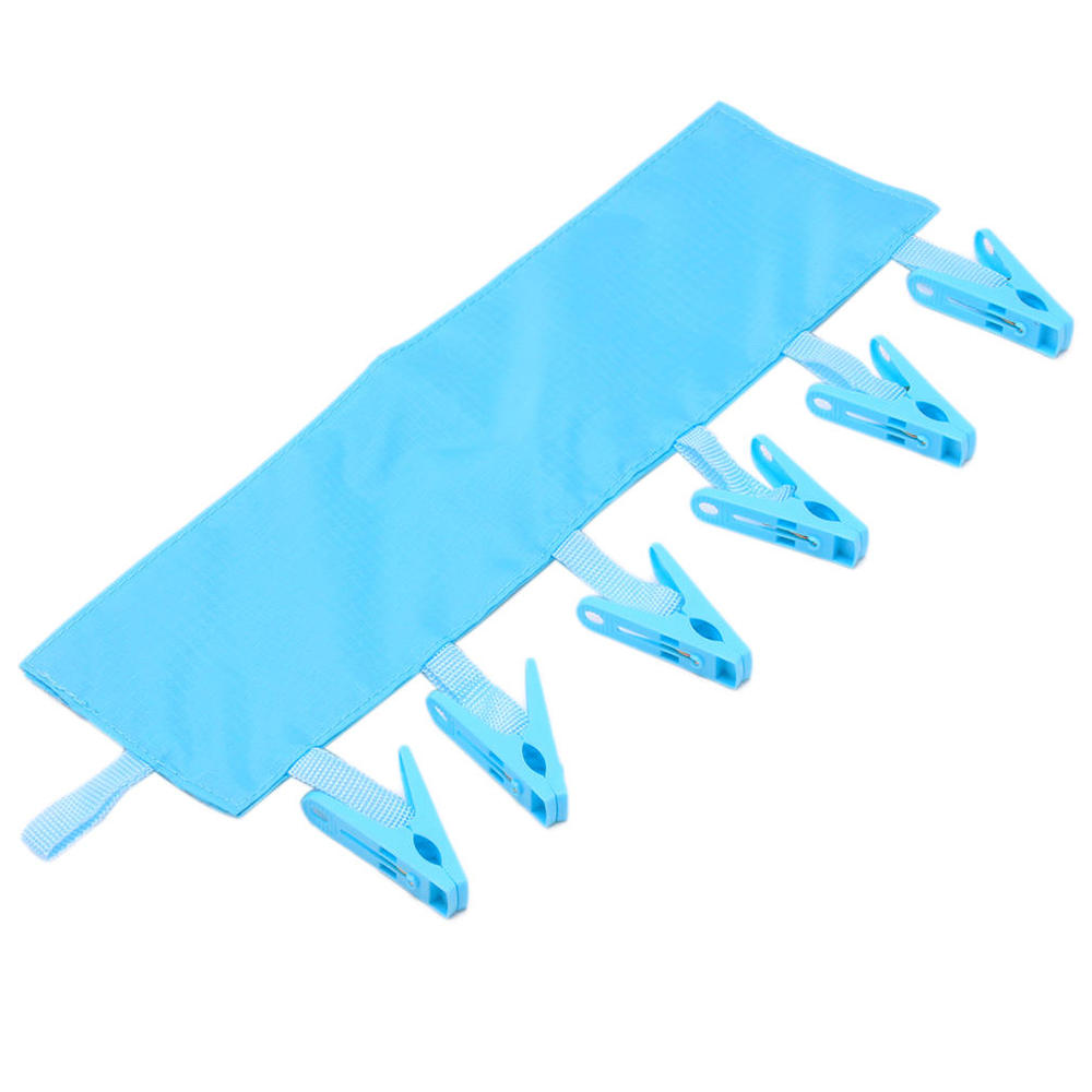 Maskotangel bærbar kludbøjle tørrestativer sammenklappeligt badeværelse rack rejse tøjklemme 6 klip bøjler håndklæde sokker bøjle: Blå