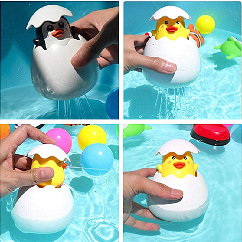 Baby Bathing Toy Kids Cute Duck Penguin Egg Water Spray Sprinkler Bathroom Sprinkling Shower Swimming Water Kids Water Toys