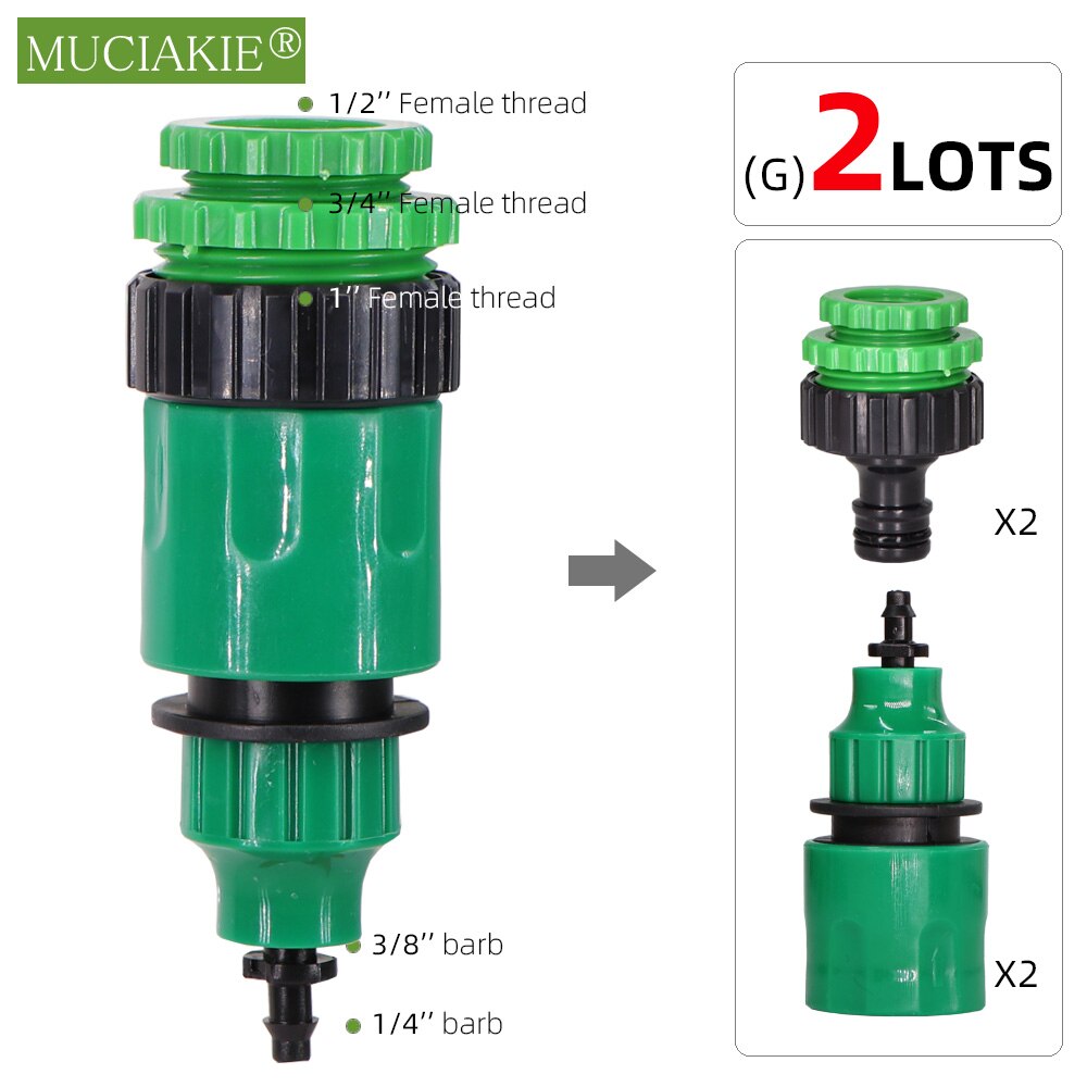 MUCIAKIE 2pz Attacco Rapido Adattatore con 1/4 (ID 4mm) o 3/8 &#39;&#39;(8mm) connettore spinato Nastro A Goccia per L&#39;irrigazione Irrigazione del Giardino: Gx2pcs