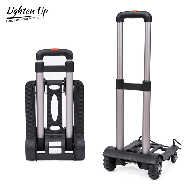 Portable Metal PP Folding Luggage Trolley Cart for Car Travel Accessory Luggage Trailer Adjustable Handle Chassis