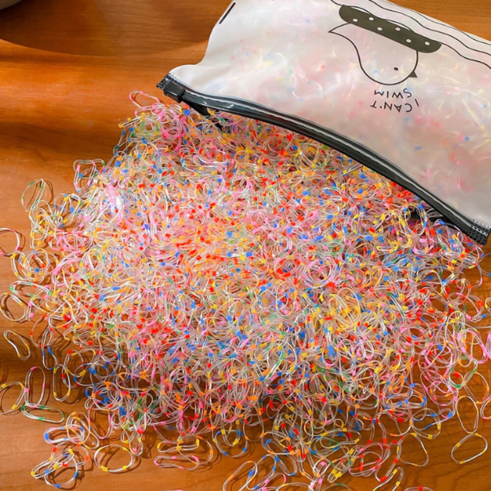 500/Pack Girls Colorful Small Disposable Hair Bands Thicken Elastic Rubber Band Ponytail Holder Hair Accessories