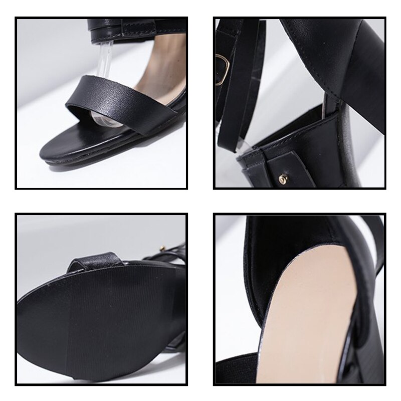 LALA IKAI-Zapatos de tacón alto con hebilla para mujer, sandalias con correa, Punta abierta, talla grande, novedad de verano