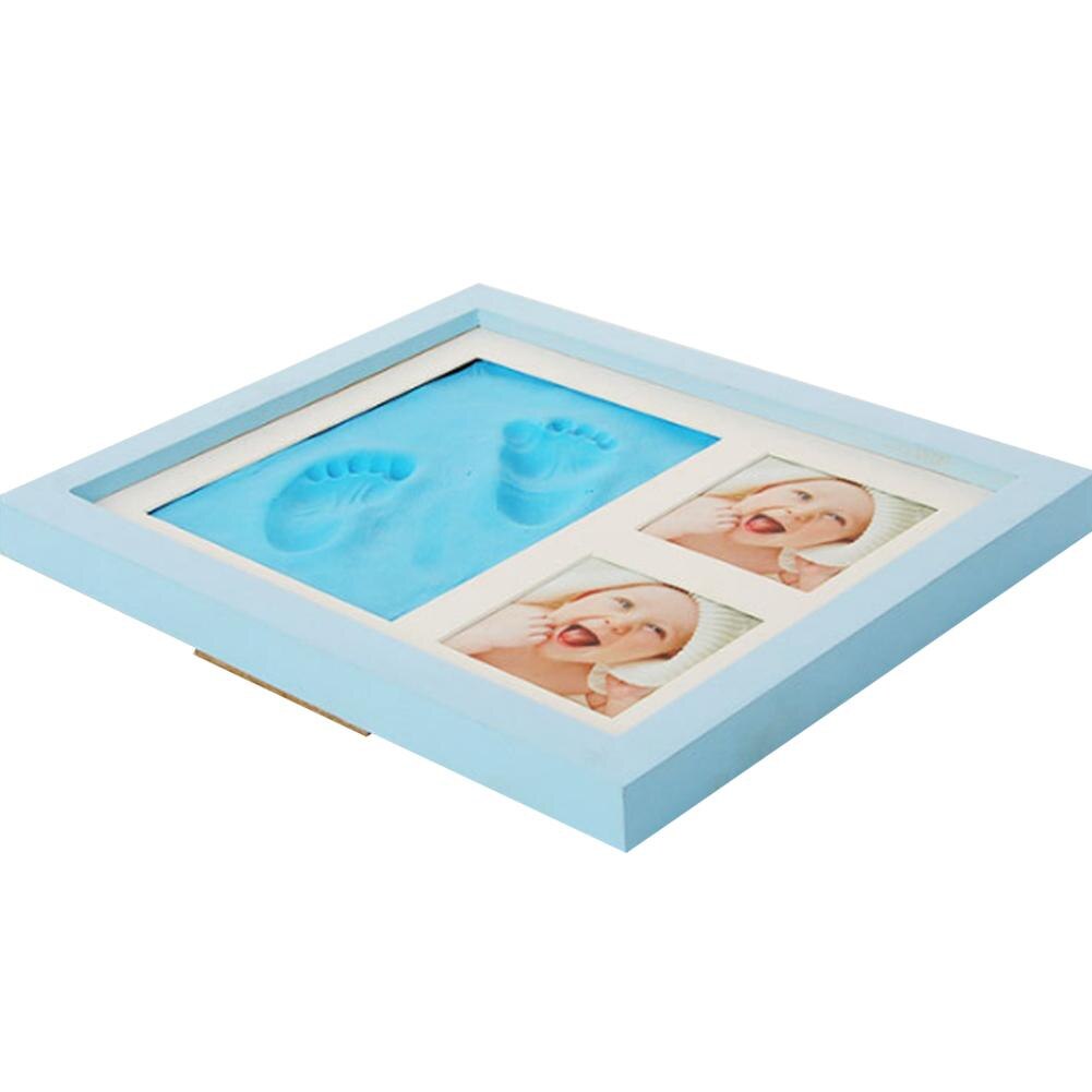 Baby Hand & Voet Print Handen En Voeten Mold Maker Massief Houten Fotolijst Met Cover Vingerafdruk Modder Set Baby groei Memorial