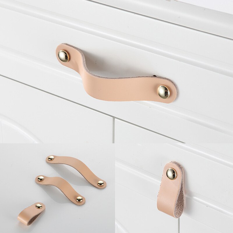 Leather Dresser Handle Wardrobe Drawer Pulls Equipment Cabinet Kitchen Handle Black Door Knobs And Handles For Furniture