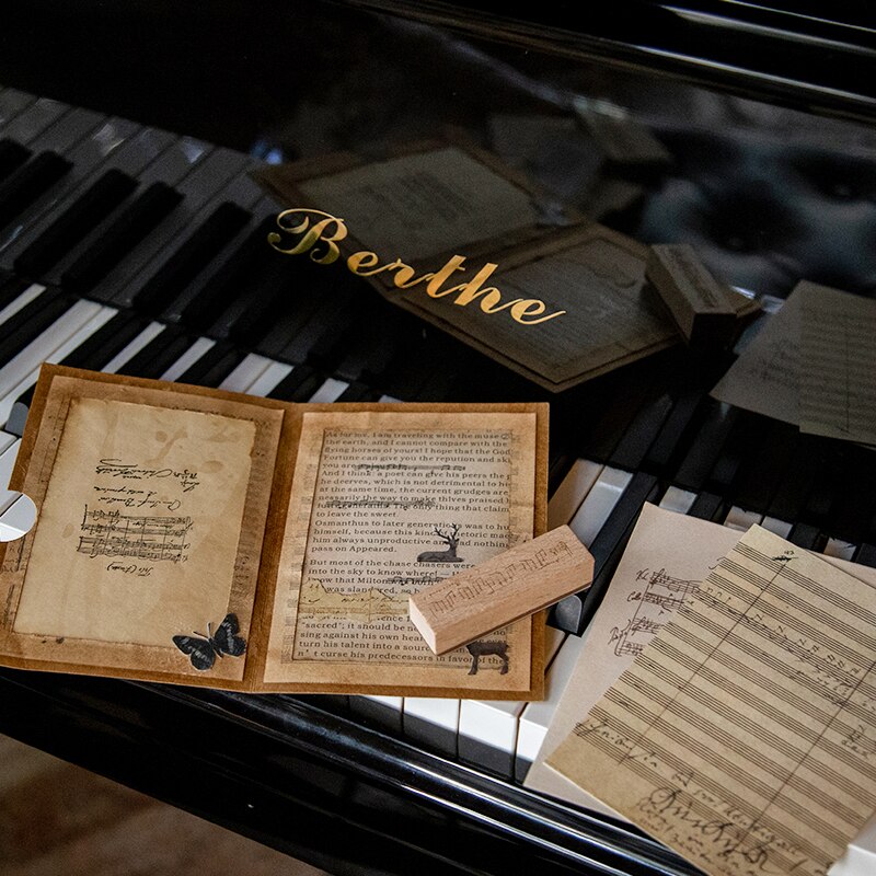 Musik Manuskript Serie Hintergrund dekoration stempel Set holz gummi stempel für scrapbooking schreibwaren DIY handwerk standard stempel