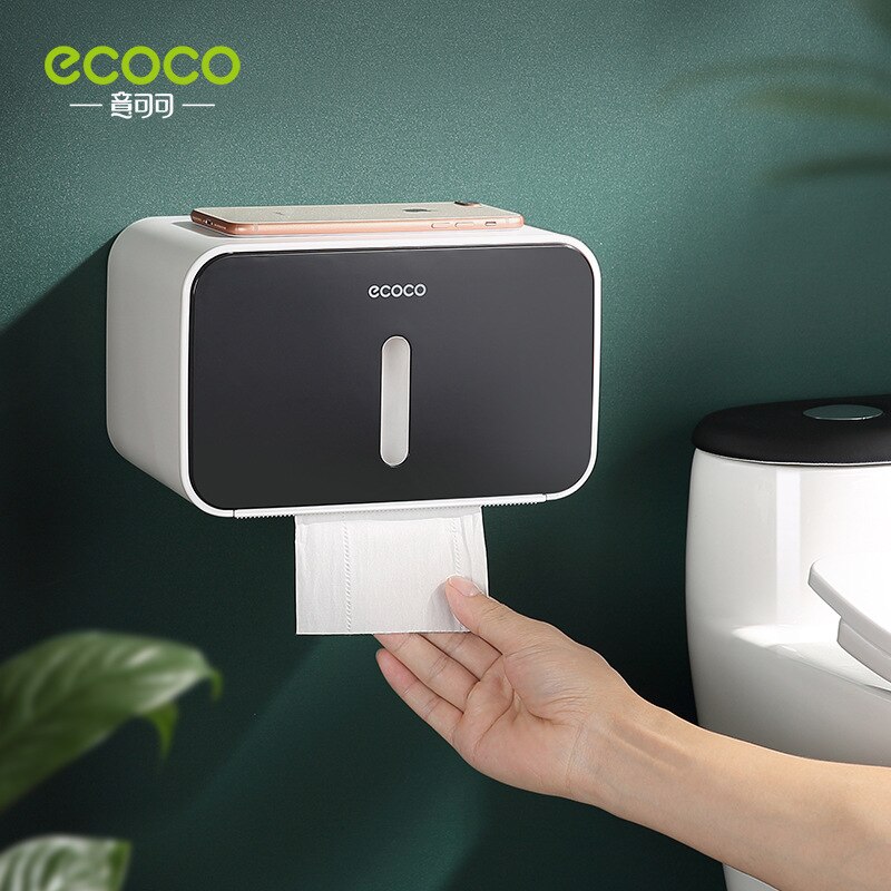 ecoco Waterproof Toilet Roll Holder,Toilet Paper Box,Bathroom Storage,Wall Mounted Tissue Box, Paper Roll Holder for Hotel Home