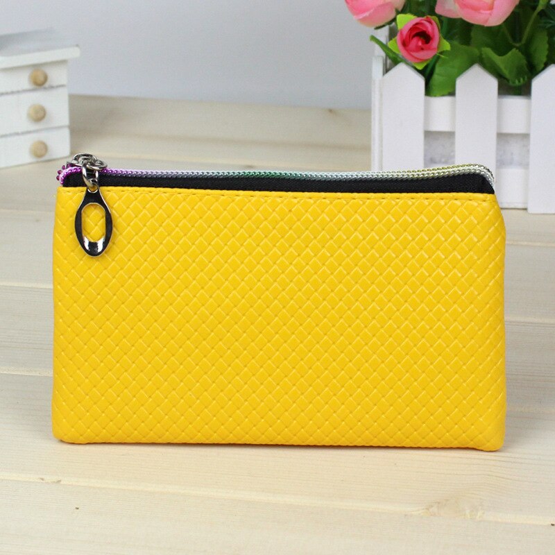 Nova carteira da moda em material pu, presentes da moeda zero, carteira de telefone móvel: yellow