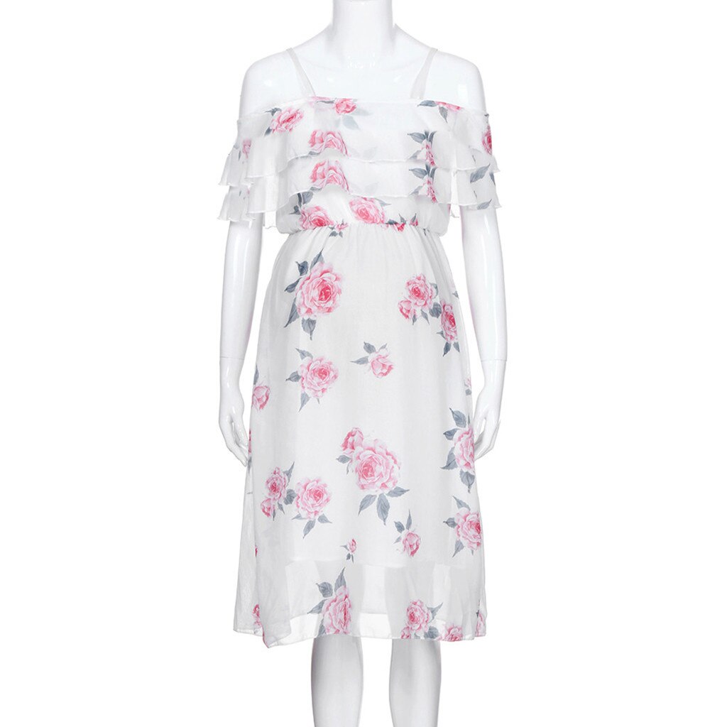 Mutterschaft Chiffon Kleider Fotografie Requisiten Womens Floral Print Off Schulter Kleid Robe Grossesse Kleid Schwangere Plus Größe S-XL