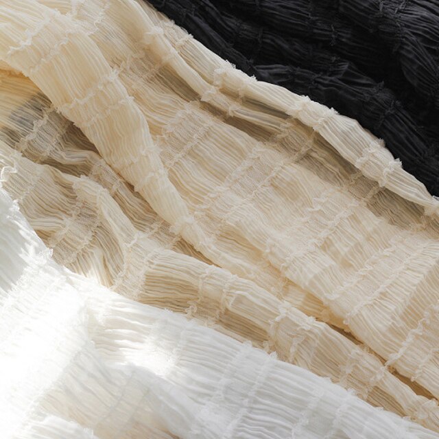 Tela de gasa elástica para vestido de boda, tejido de tul microtransparente bordado con gancho para arrugas, novedad