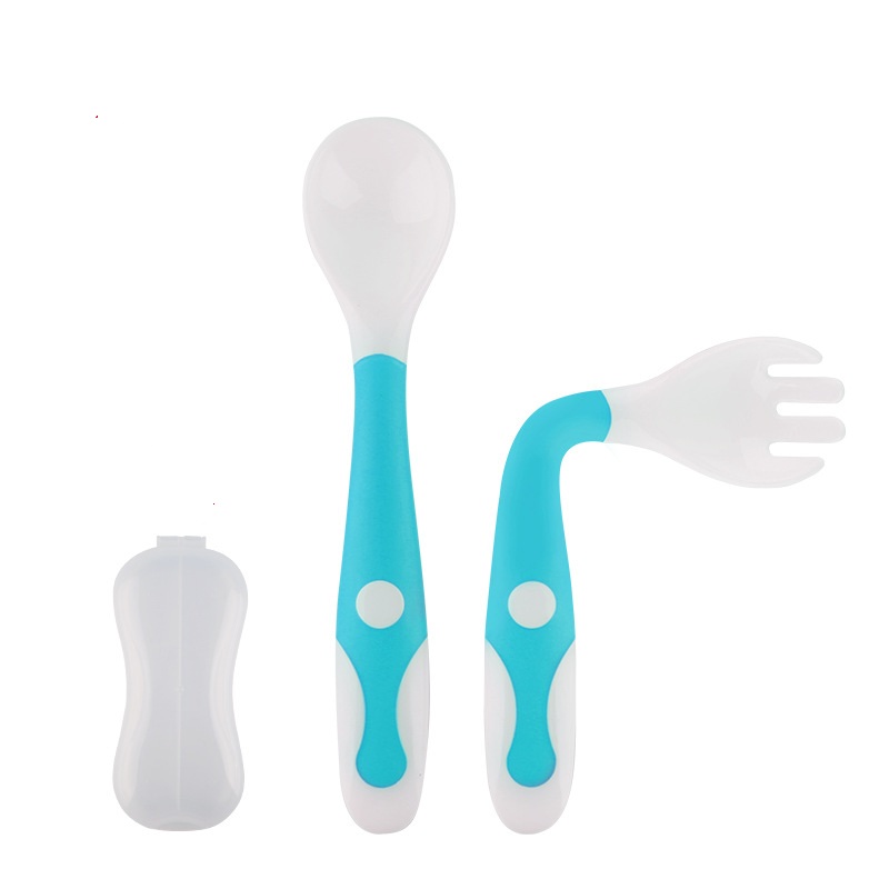 Kinderen Servies Gebogen Lepel En Vork Set Baby Eten Vork En Lepel Crooked Lepel Oefening Mes Set Lepel: 6
