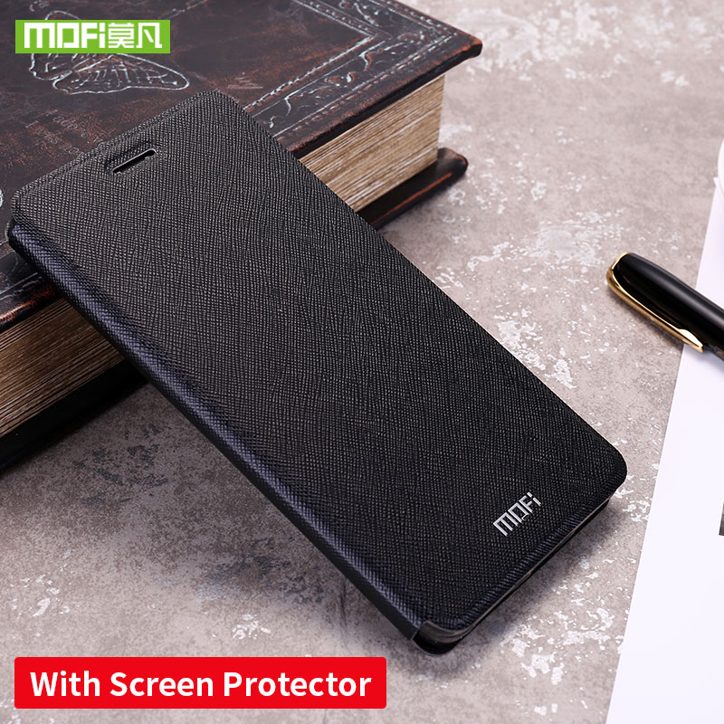 For Xiaomi Redmi Note 8 8T Case Silicon Cover Flip Leather Mofi For Xiaomi Redmi Note 8 8T Pro global version 360 shockproof: For Redmi Note 8 Pro / Black With Glass