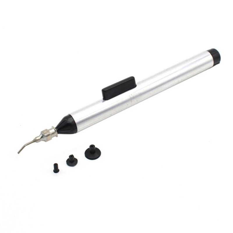Metal Vacuum Sucking Pen IC SMD Sucker Pick Up Hand + 3 Suction Headers Tool