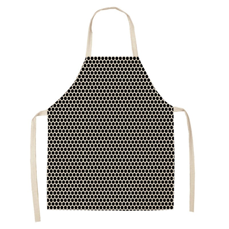 1 stuk zwart-wit geometrisch keukenschort voor vrouwen en mannen thuis koken bakken winkel schoonmaken katoenen linnen slabbetjes 53*65cm g1006: F