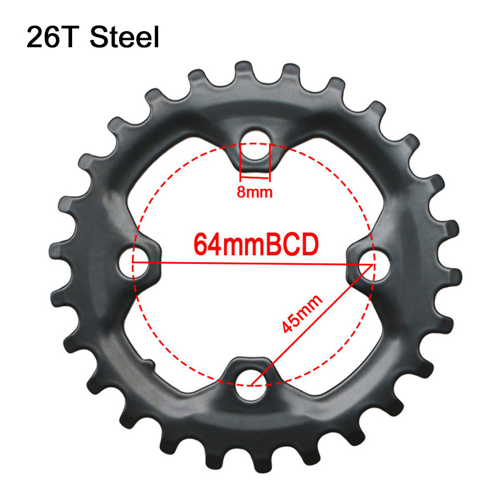 Plateau de pédalier Double 64BCD 104BCD pour vtt, 22, 24, 26, 28, 36, 38 dents: 26T Steel