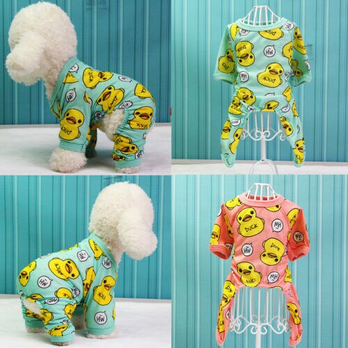 Cute Duck Dog Pajamas Cotton Small Dog Clothes Chihuahua Yorkie Bichon Pug Costume Puppy Clothing for Dog Jumpsuit
