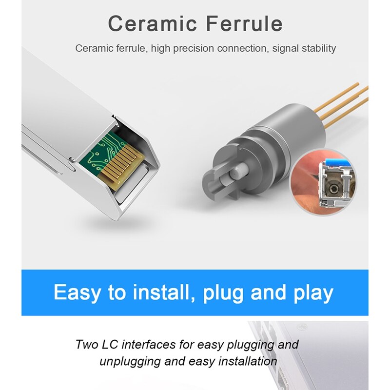 JT-COM 10G Sfp + Duplex Lc Sfp Module Multi-mode 850Nm 300M SFP-10G-SR Voor Mikrotik/Huawei schakelaar