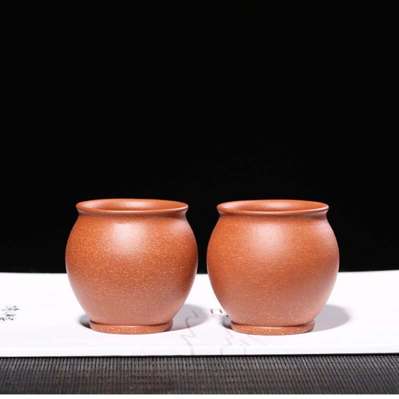 Taza de té de arcilla púrpura auténtica hecha a mano taza de té salud dragón sangre arena cerámica Kung Fu púrpura vaso de arena