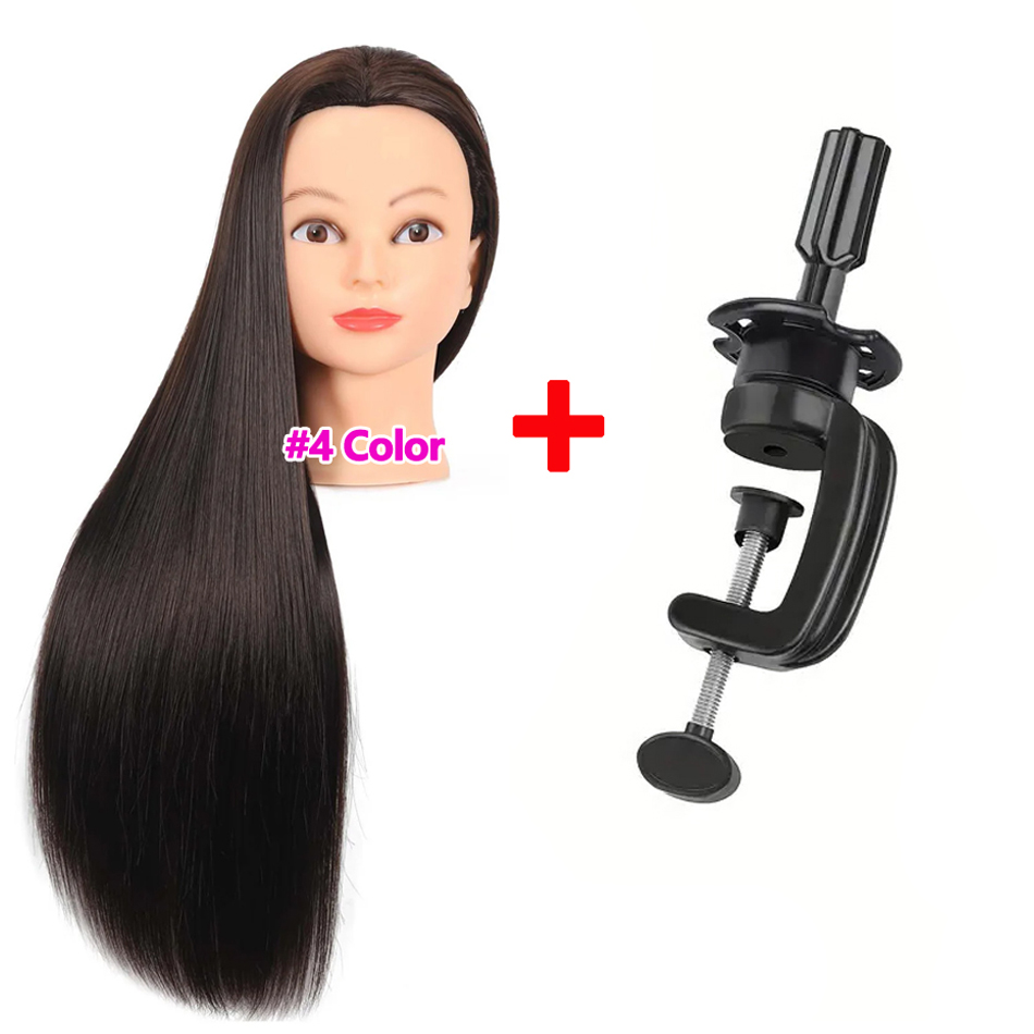Long Synthetic Fiber Hair Mannequin Head With Free Clamp Stand Hairdresser Training Manikin Cosmetology Doll Head For DIY Braid