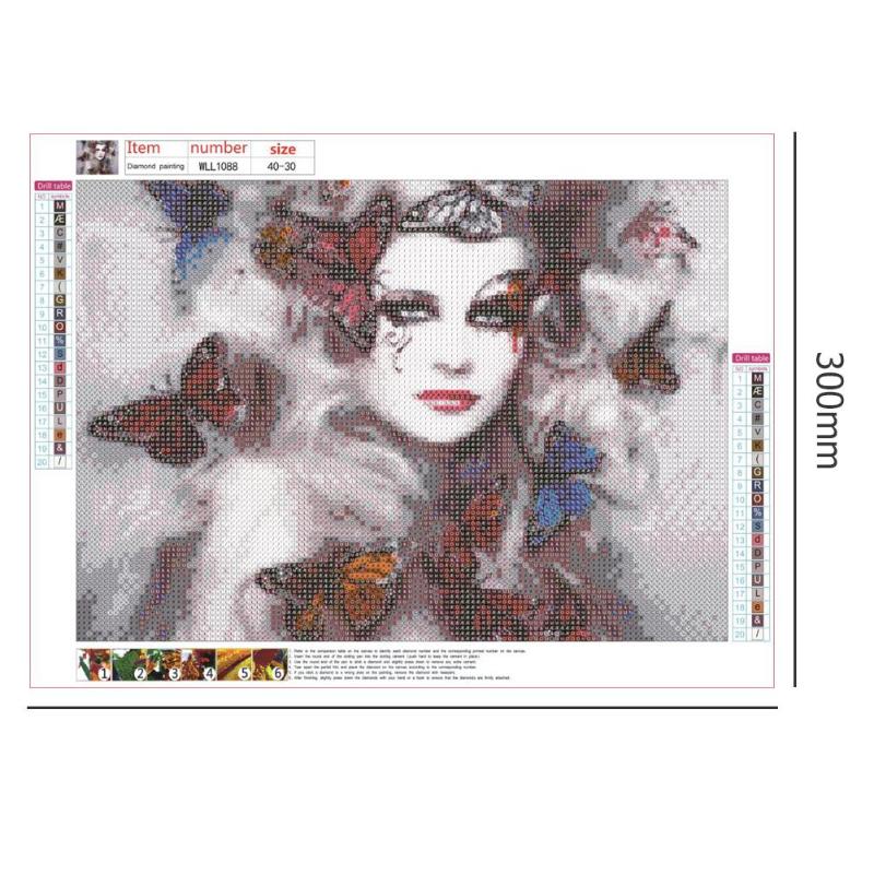 5D DIY Full Drill Diamond Painting Guardian Angel Butterfly Cross Stitch Needlework Kit Home Decor Oxidation Resistance 40*30cm: N