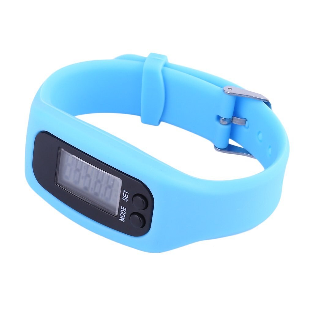 BLOOD PRESSURE Smart Wrist Watch Bracelet Pedometer Sports Monitor Running Exercising Step Counter Fitness Silicone Wristband: Blue