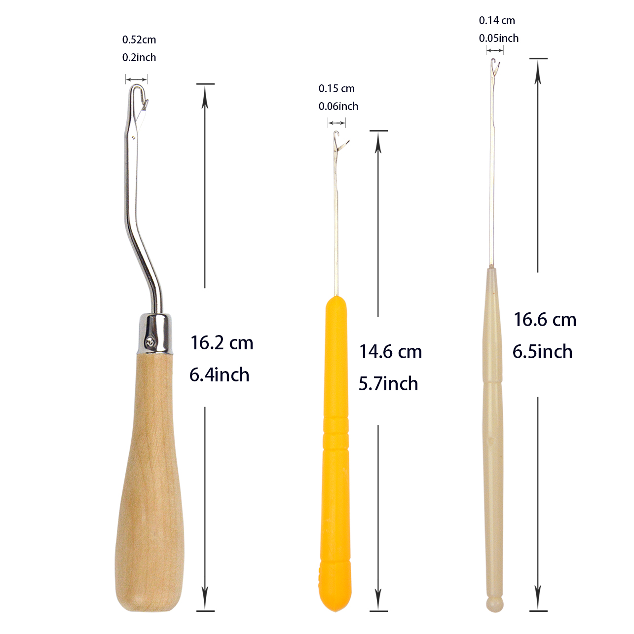 Set Di 6 Uncinetti Per Dreadlocks + 2 Aghi Per Trecce - Acciaio Inox Con Manico In Bambù, 0.5mm - 1mm - 2
