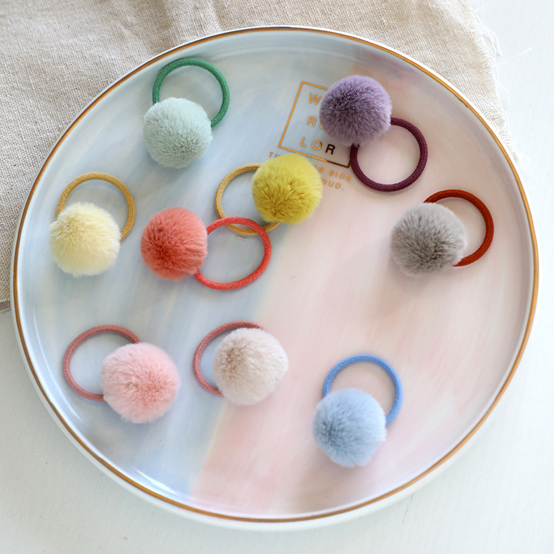 2 stück niedliche pompon-haarbänder in bonbonfarben für freundlicher, haarschmuck für mädchen, babys und kleinkinder