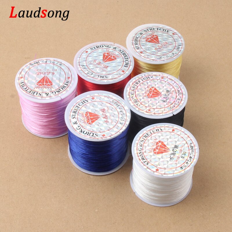 Cordón elástico fuerte para cuentas de cristal, 60M, 0,5-1,2mm, pulsera, collar, hilo elástico para fabricación de joyería, línea Flexible Diy