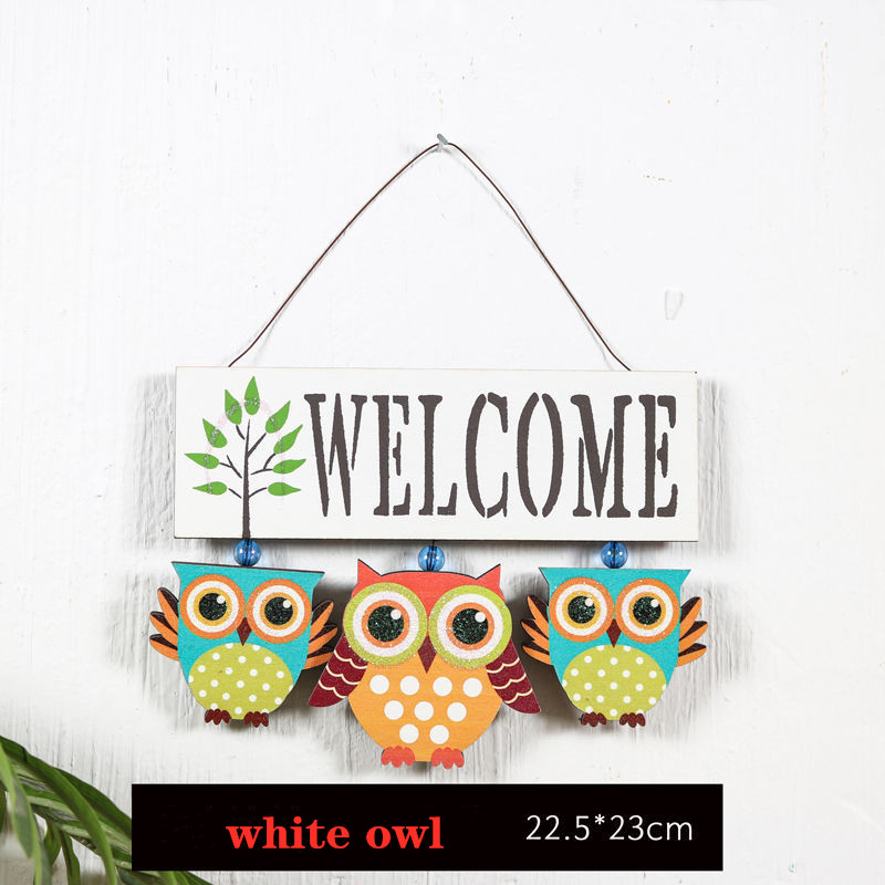 Mooie Uil Welkom Houten Bord Muur Opknoping Prikbord Voor Feestelijke Interieur Outdoor Home Deur Inrichting Tuin Decoratie: gray