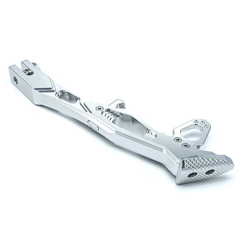 Lmodri Cnc Aluminium Motorfietsen Kickstand Kick Side Stand Motorfiets Scooter Straat Standard: Zilver