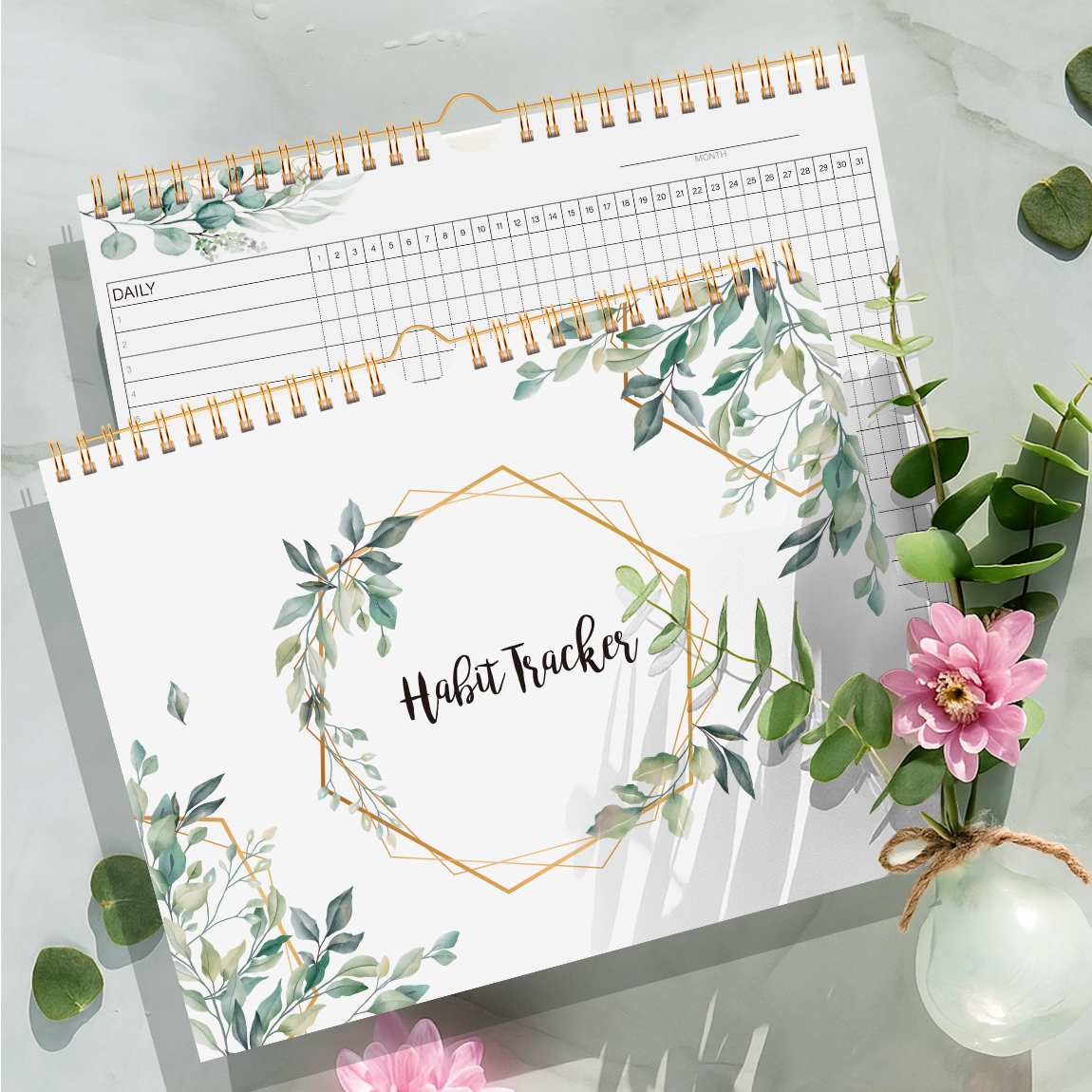 1pc Habit Tracker Calendar To Do List Planner Spiral Bound Daily Weekly And Monthly Habit Tracker Journal And Goal Board12 Pages: green