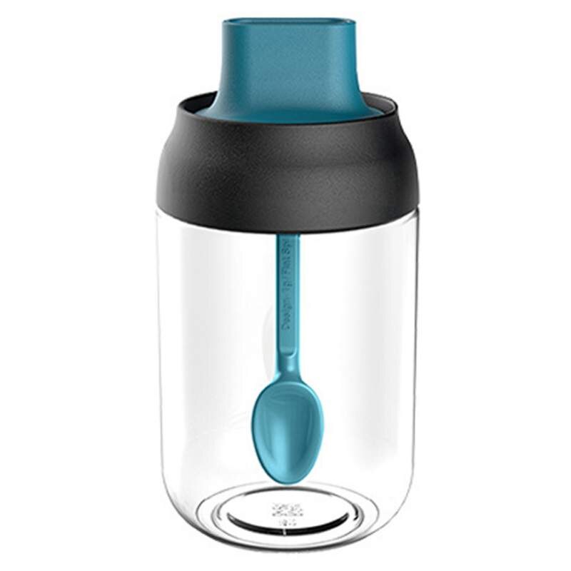Kitchen Glass Transparent Seasoning Bottle Salt Spice Jar With Spoon Honey Moisture-Proof Jar: L1